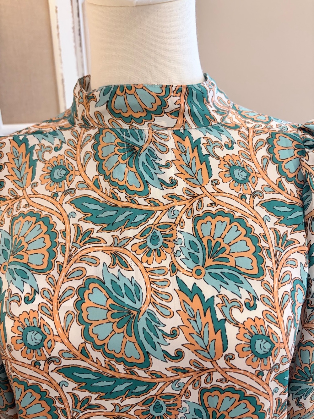 Raga NWT Floral Mock Neckline Maxi Dress Puff Sleeve Boho Small